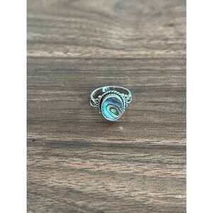 Abalone Stone Silver Color Ring Size 7-8 approximately women’s native American